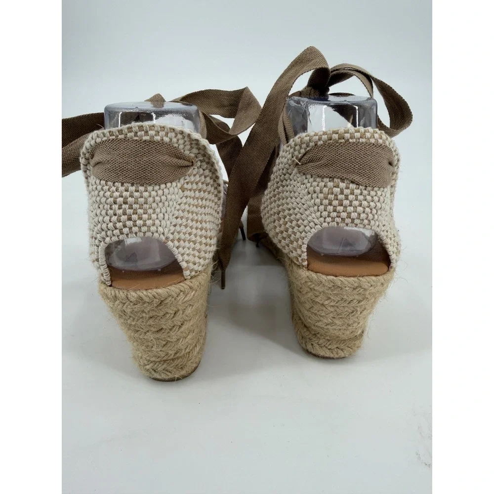 Maypol Tan Suede Espadrille Wedge Sandals Lace Up Made in Spain Size 39